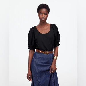 NWT Madewell puff sleeve relaxed top black size XS